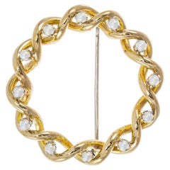 Tiffany & Co. Broche en or jaune et perles
