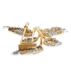 Tiffany & Co. Yellow Gold & Platinum Diamond 5 Leaf Schlumberger Brooch