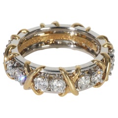 Tiffany 
Co. Yellow Gold 
Platinum Diamond Schlumberger 16 Stone Ring