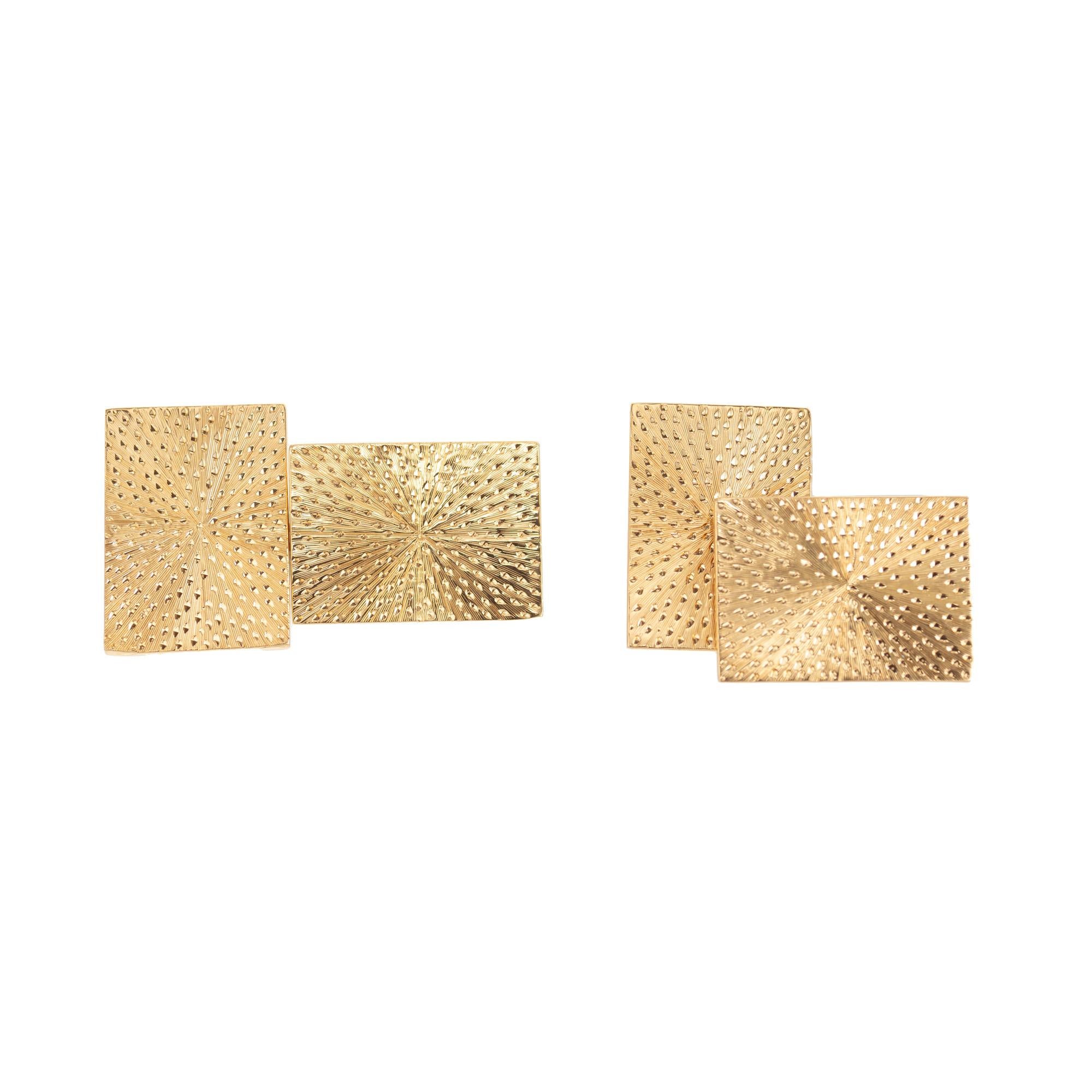 Tiffany & Co Yellow Gold Rectangular Cufflinks In Good Condition For Sale In Stamford, CT
