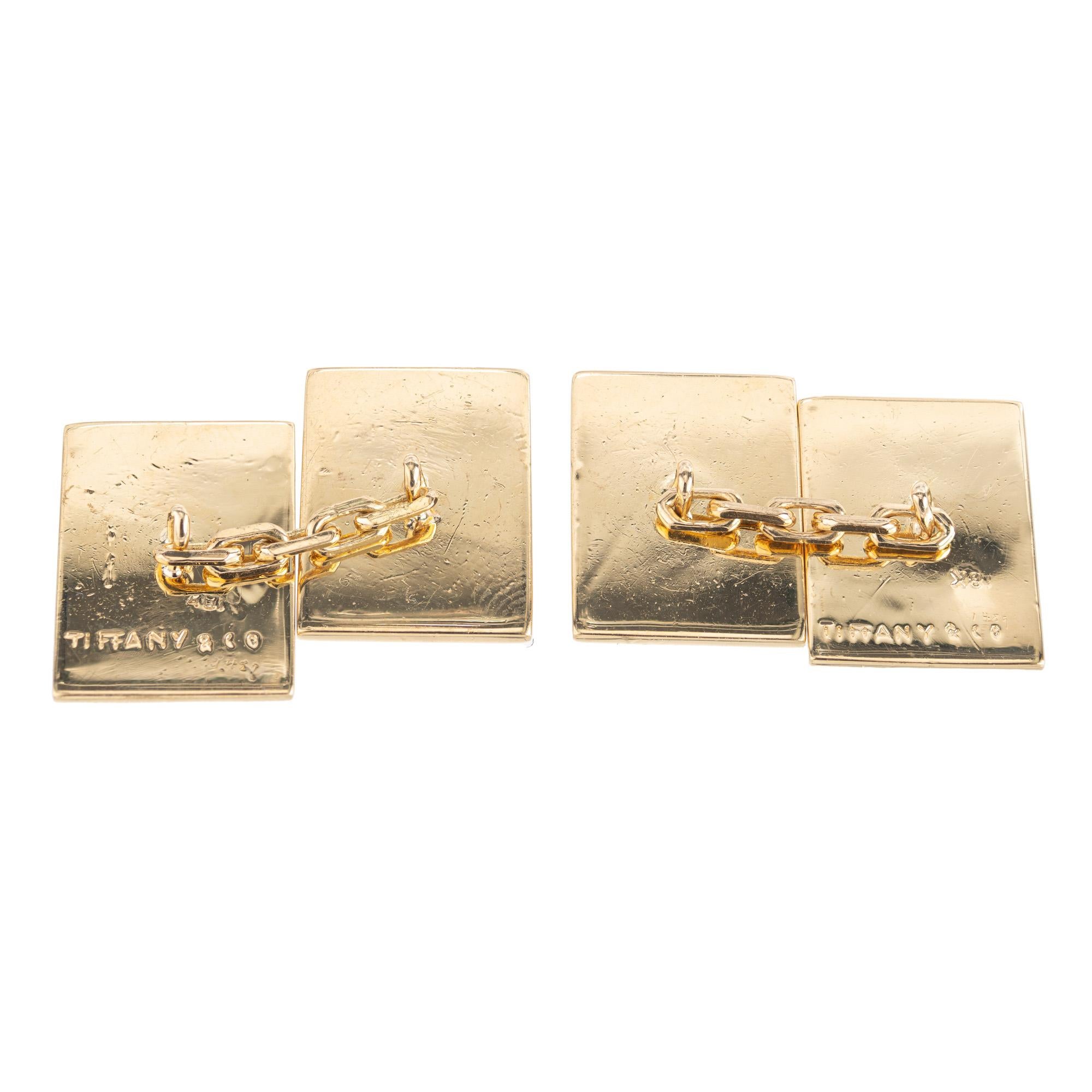 Women's Tiffany & Co Yellow Gold Rectangular Cufflinks For Sale