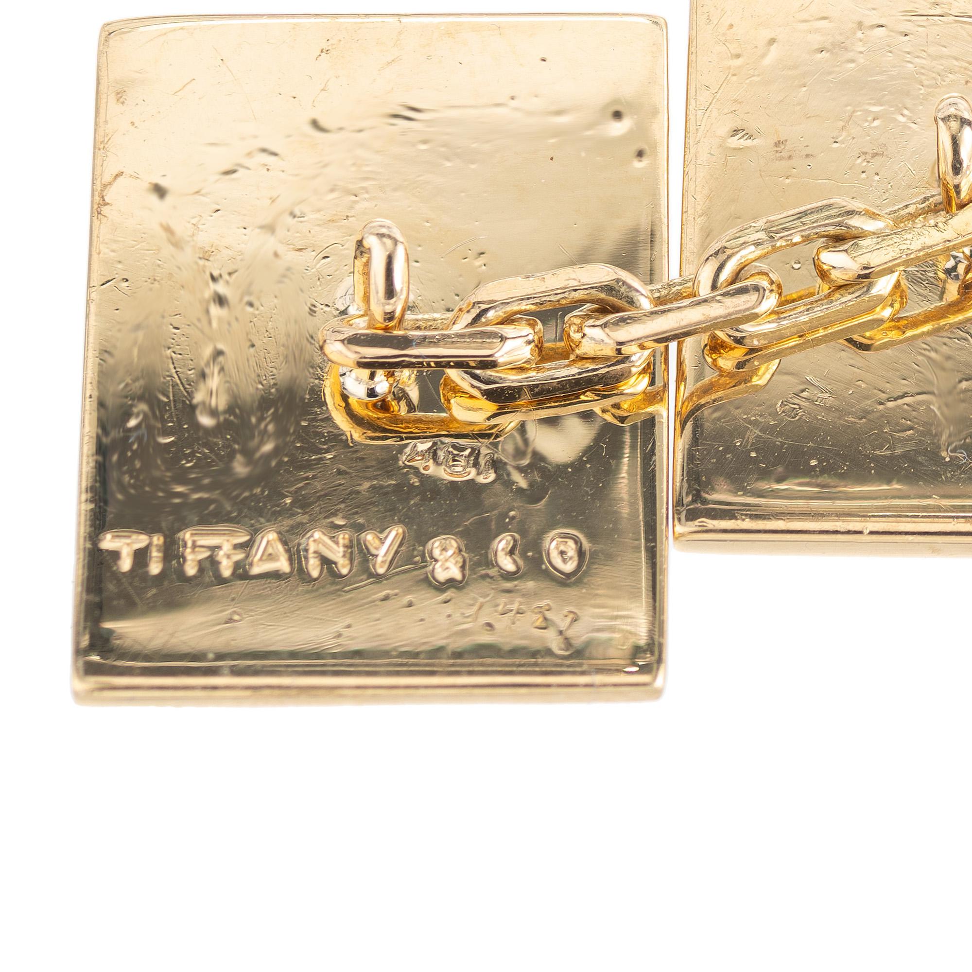 Tiffany & Co Yellow Gold Rectangular Cufflinks For Sale 1