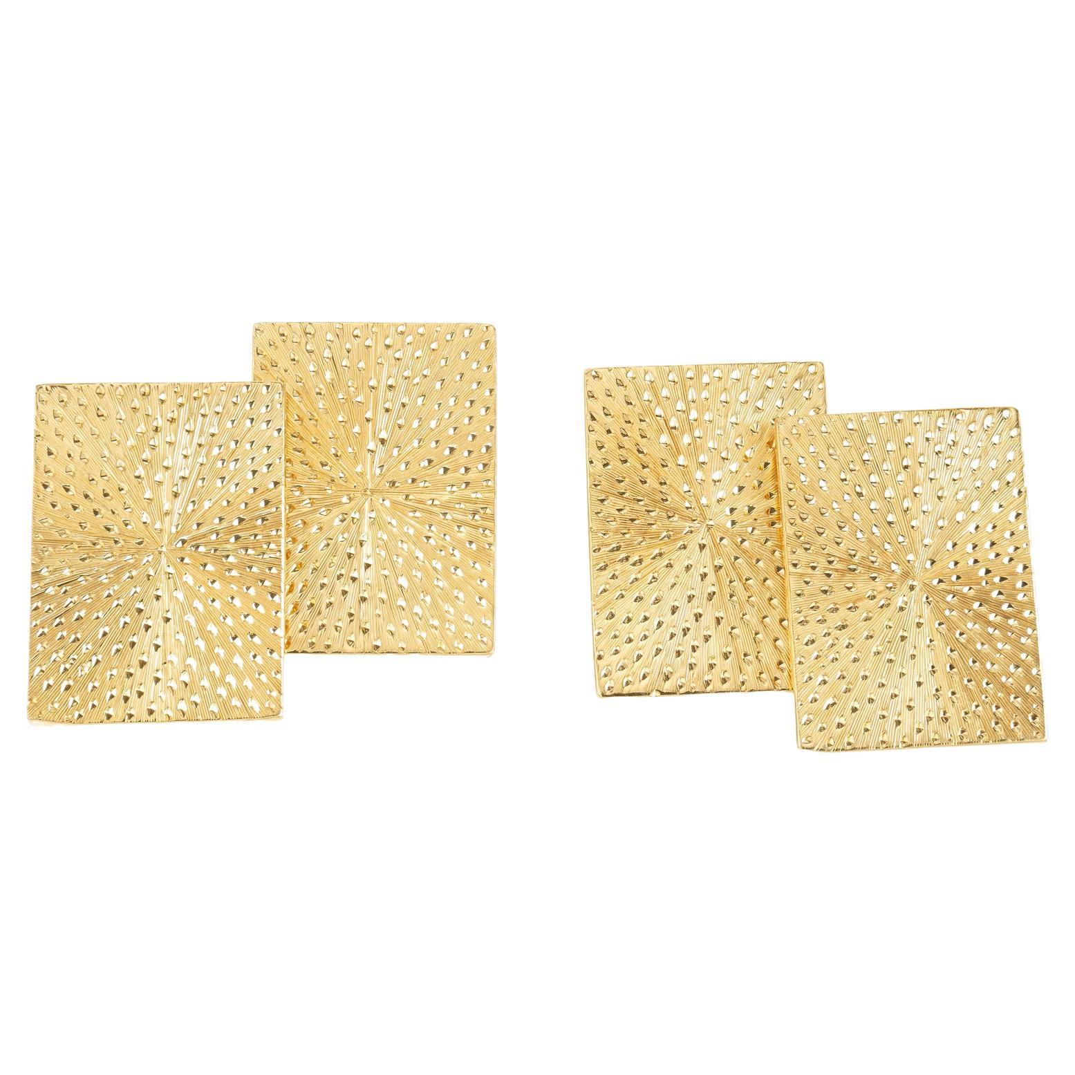 Tiffany & Co Yellow Gold Rectangular Cufflinks For Sale