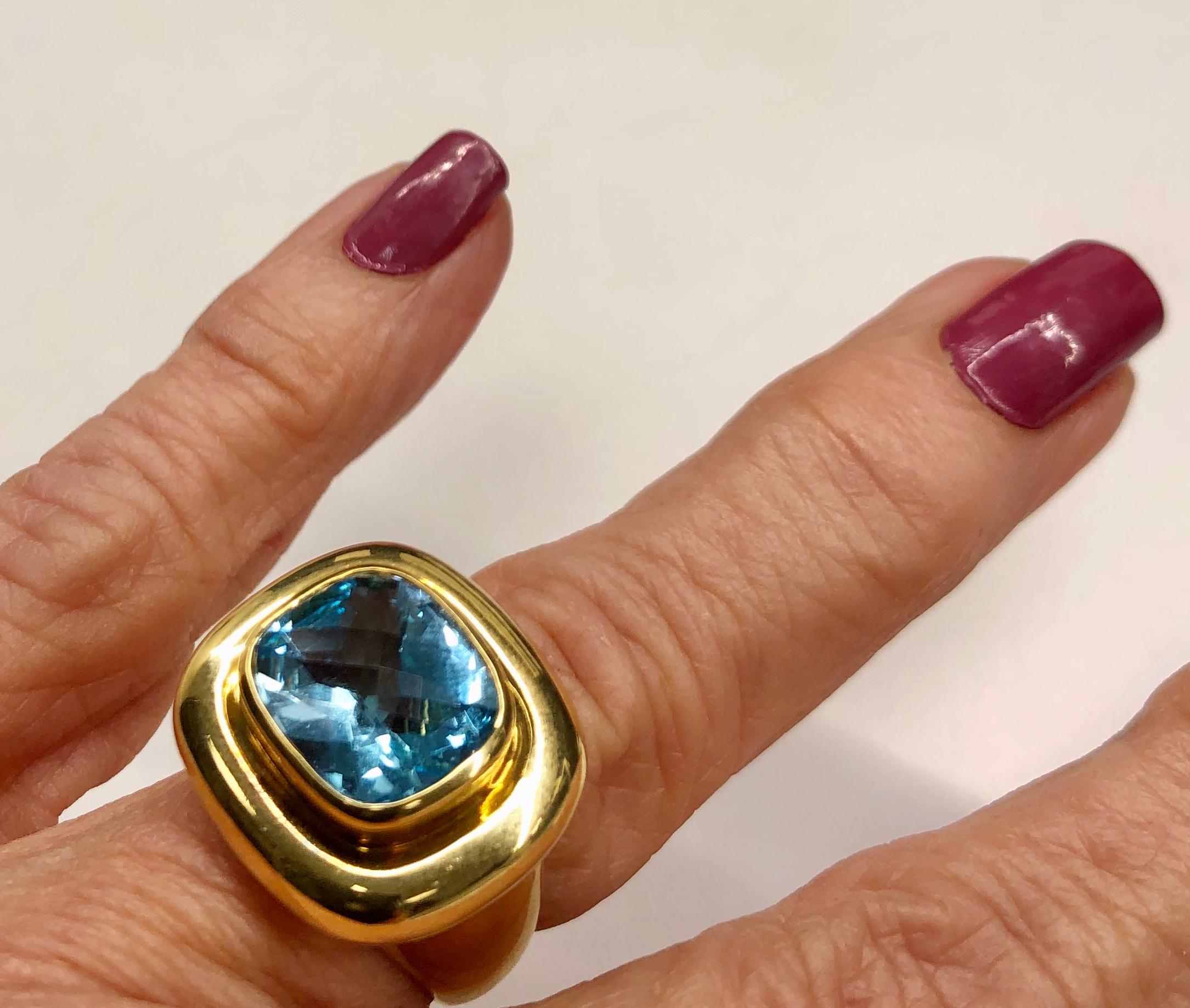 Women's Tiffany & Co. by Paloma Picasso 18K Yellow Gold Blue Topaz Ring