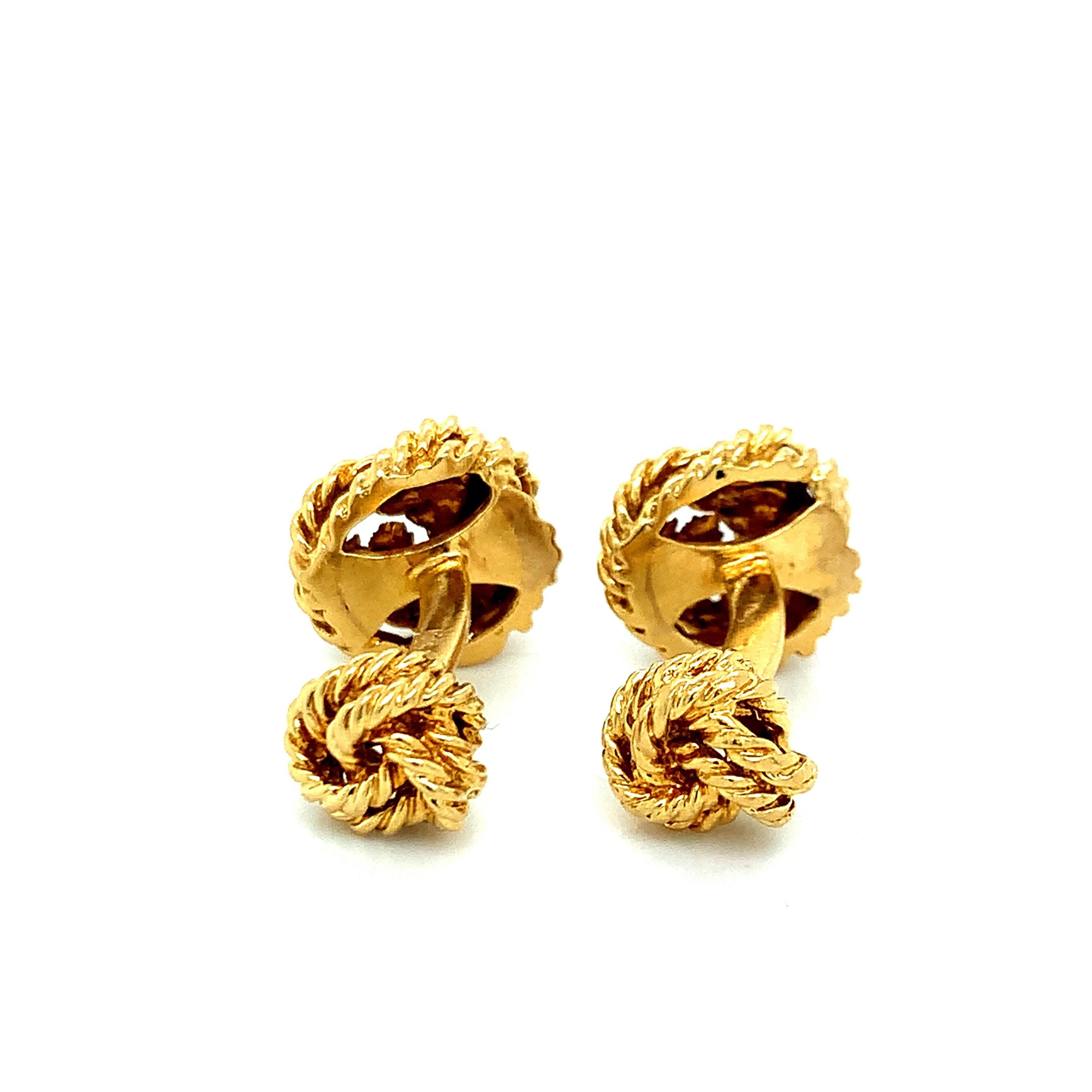 Tiffany & Co. Yellow Gold Rope Cufflinks In Excellent Condition For Sale In New York, NY