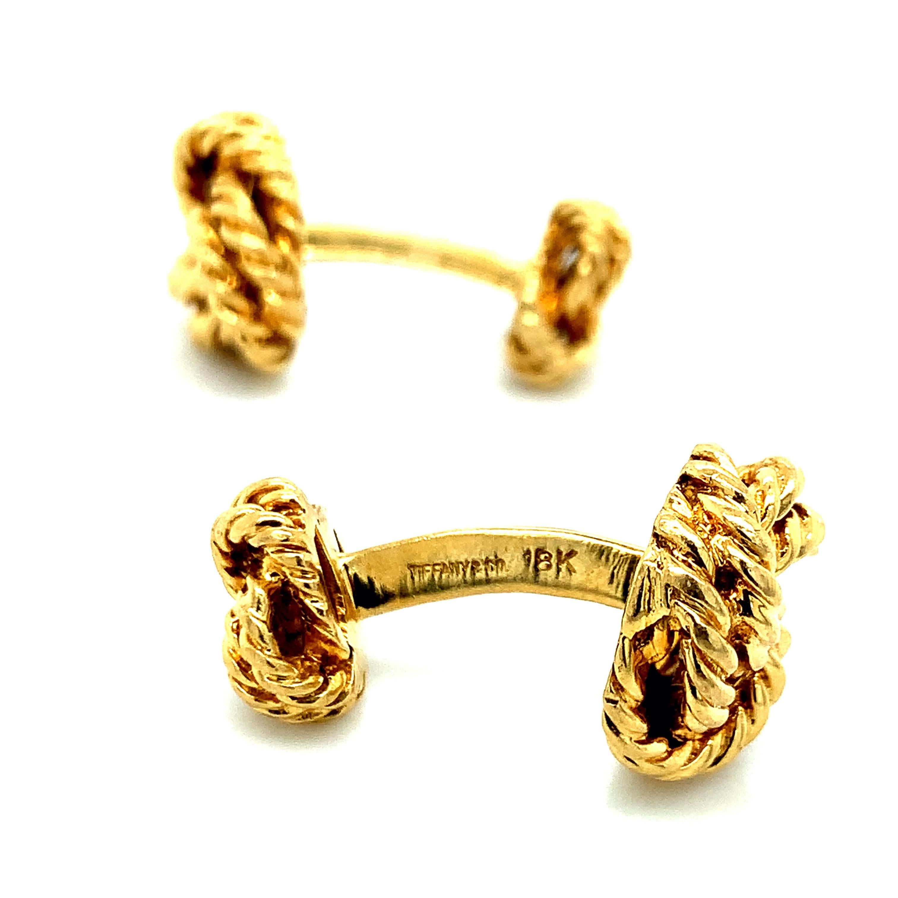 Tiffany & Co. Yellow Gold Rope Cufflinks For Sale 1
