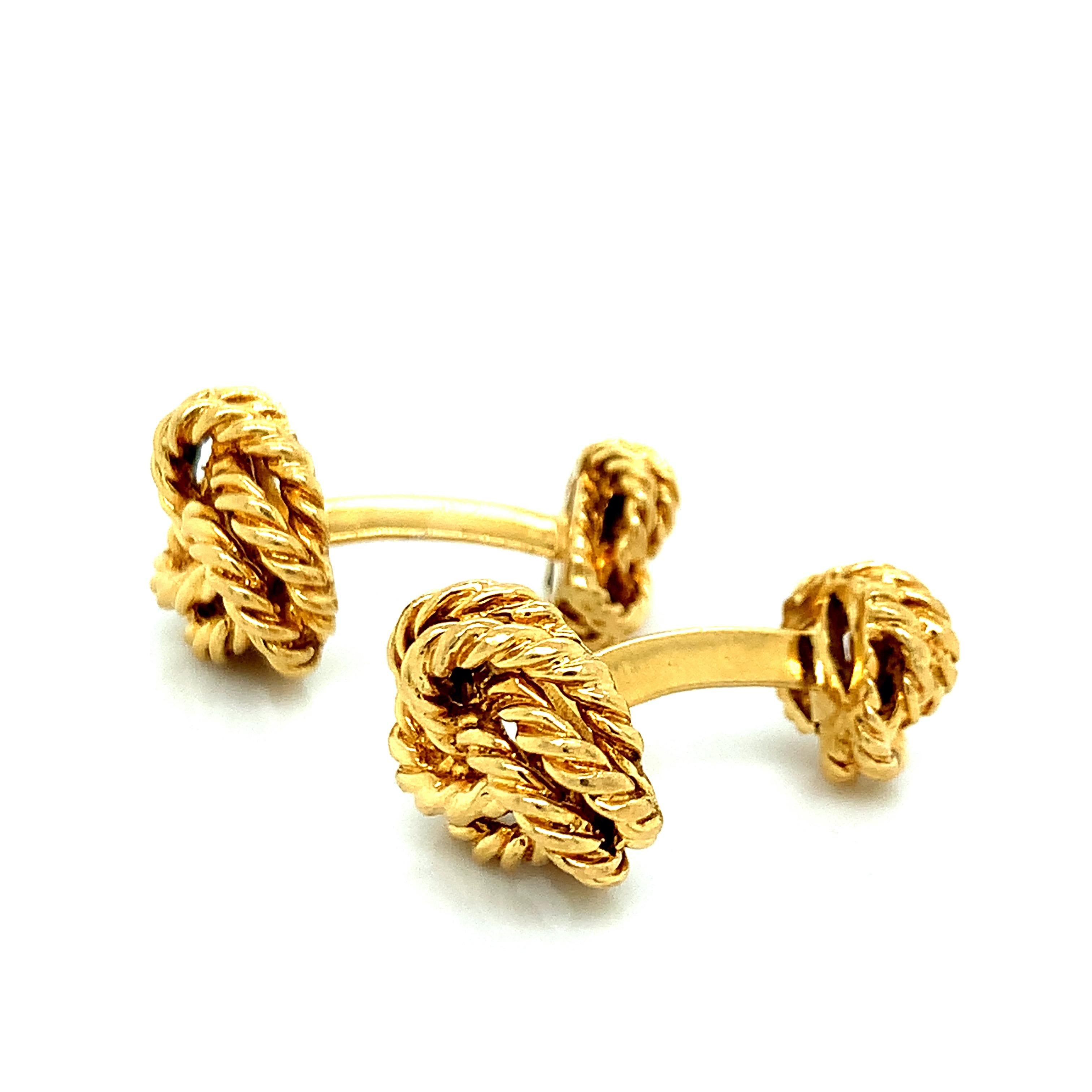 Tiffany & Co. Yellow Gold Rope Cufflinks For Sale 3
