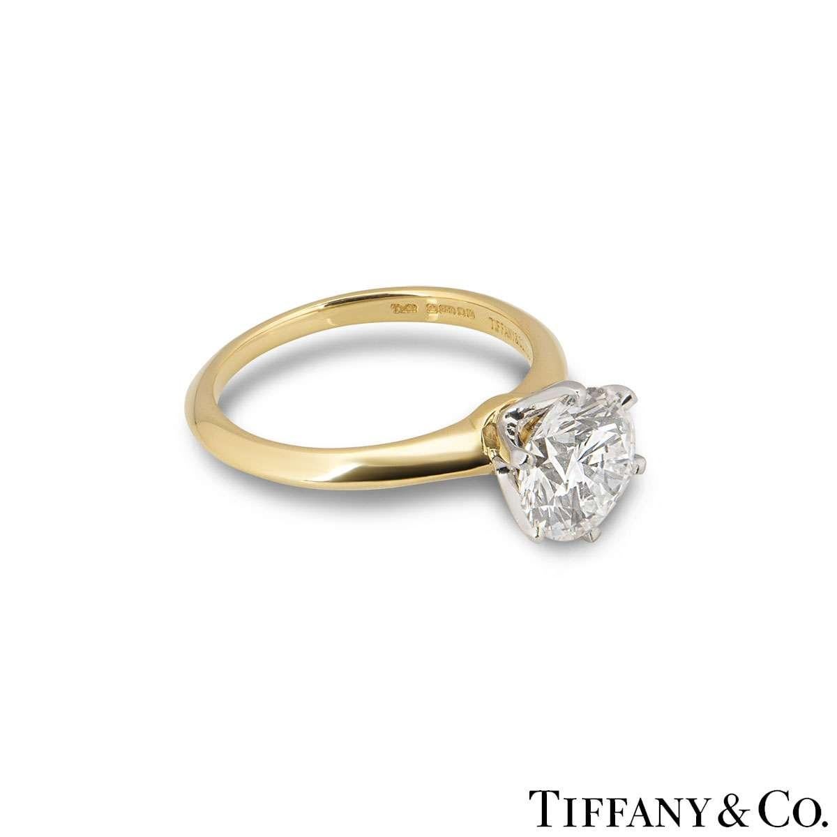 Tiffany & Co. Yellow Gold Round Diamond Engagement Ring 2.05 Carat D/VVS2 1