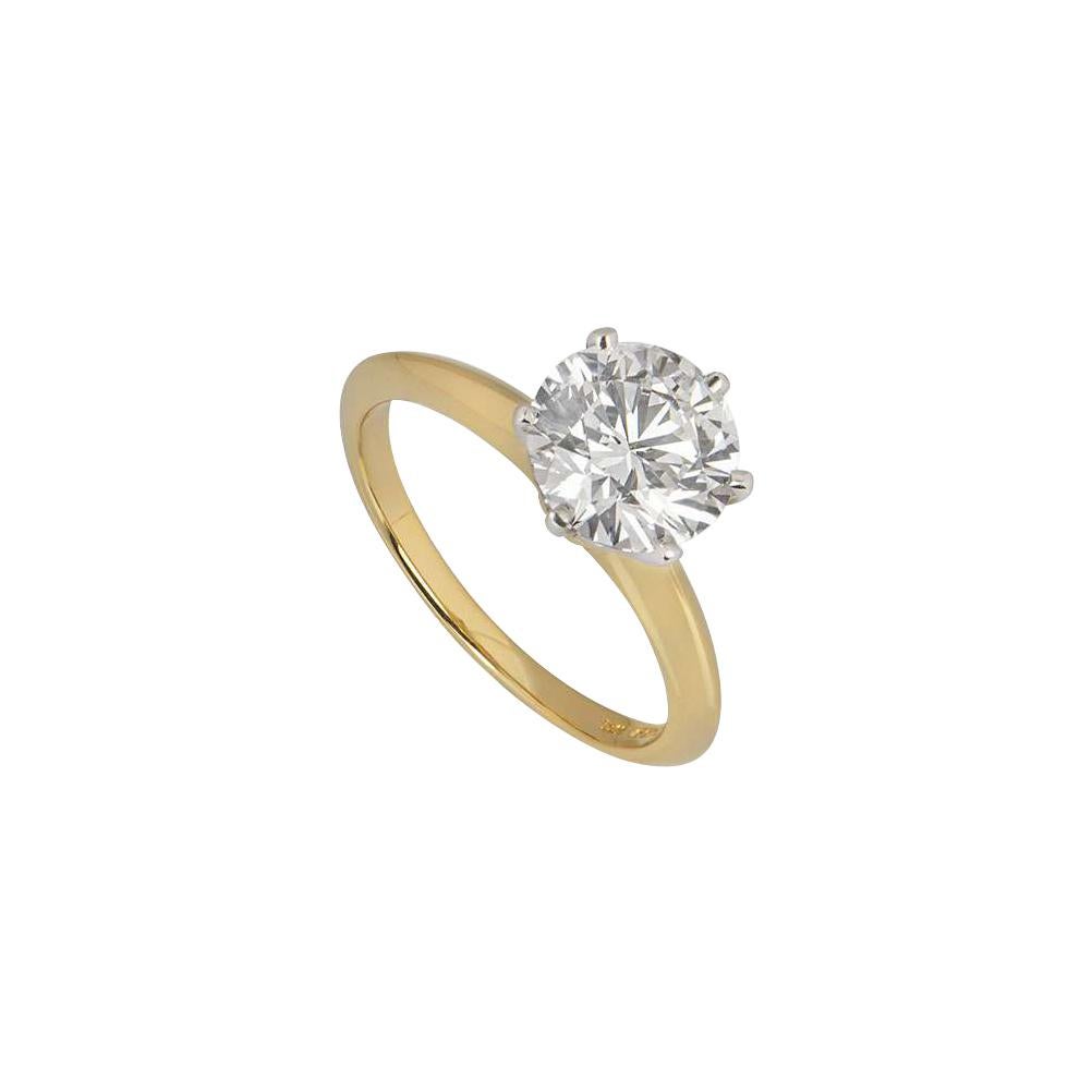 Tiffany & Co. Yellow Gold Round Diamond Engagement Ring 2.05 Carat D/VVS2