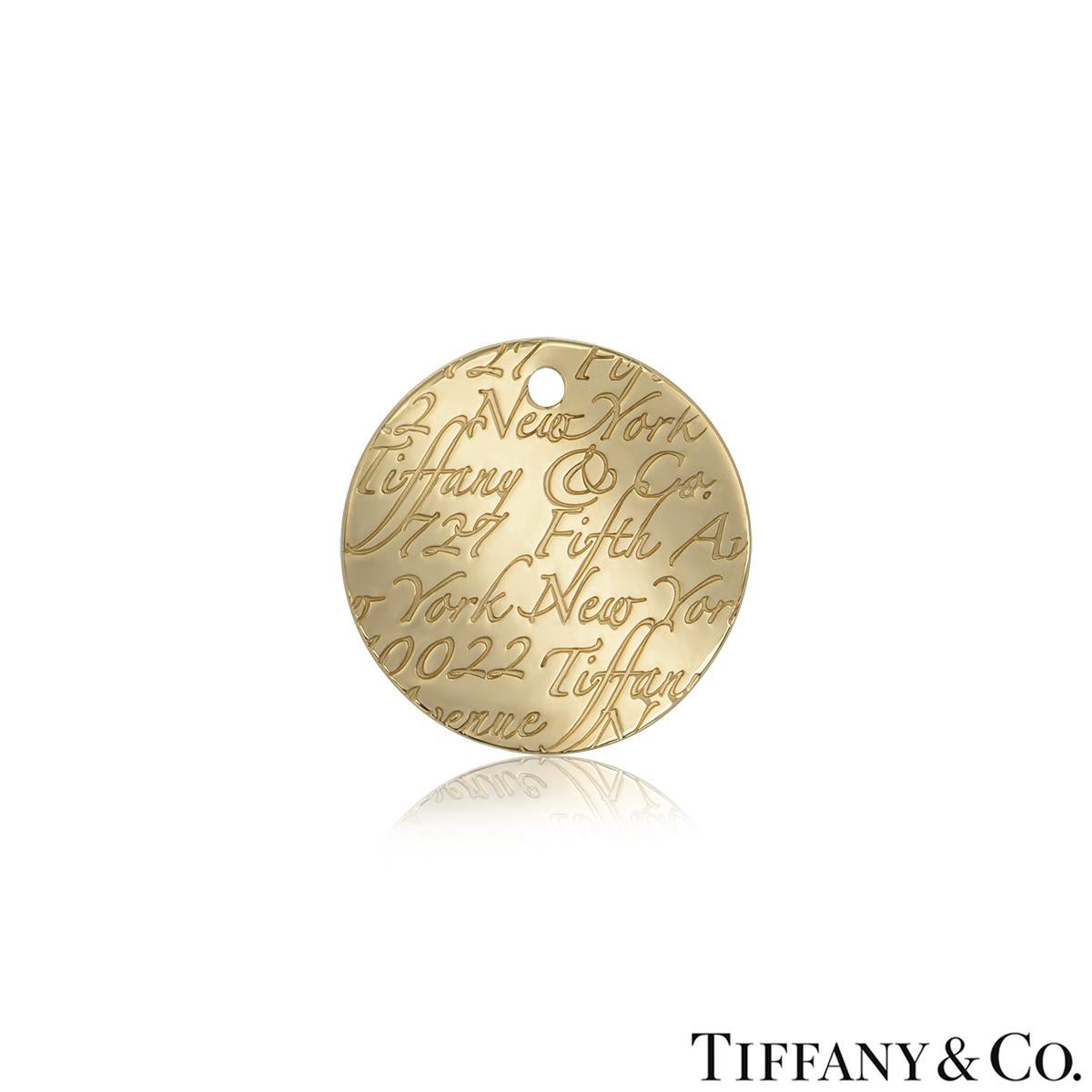 Tiffany & Co. Pendentif Notes rondes en or jaune en vente 1