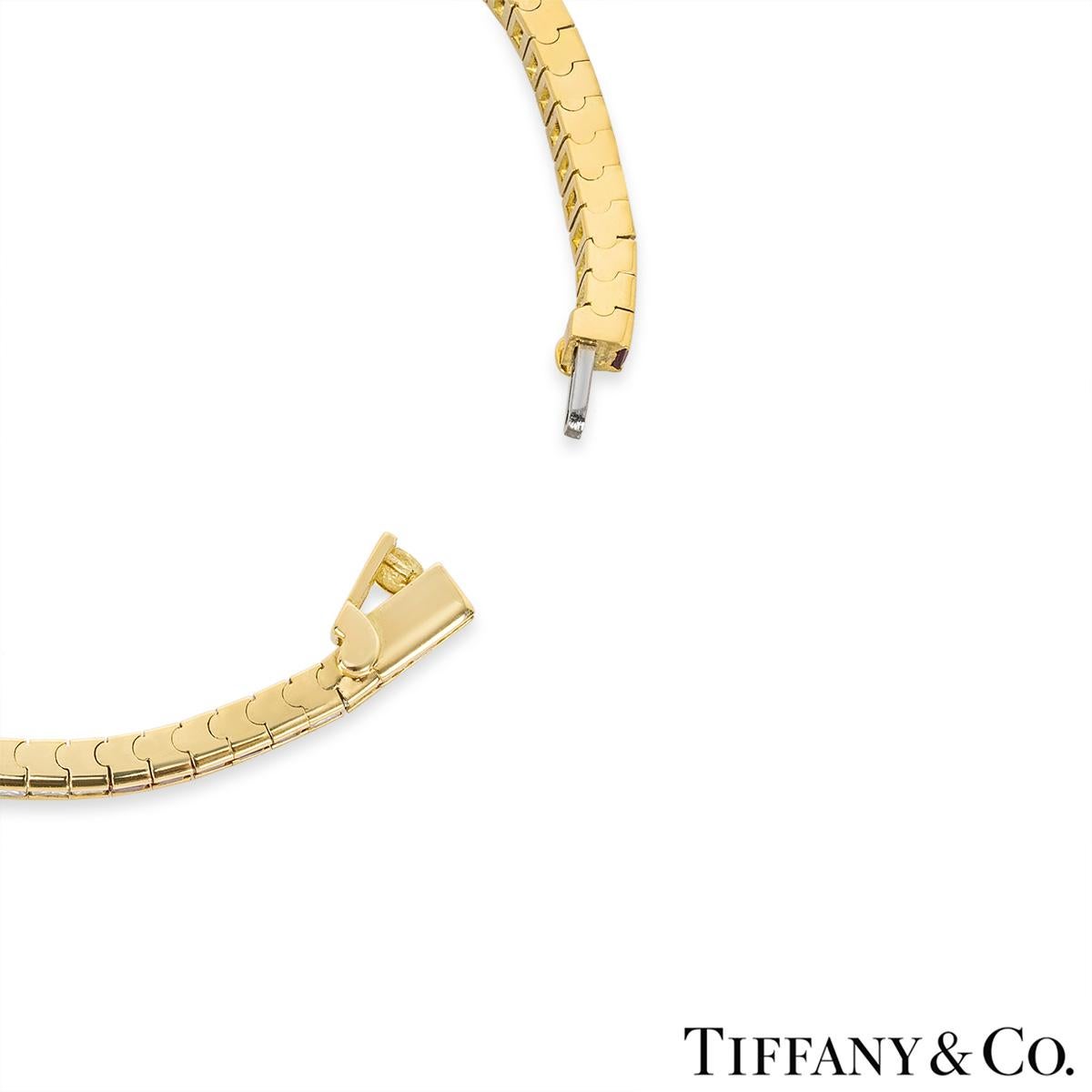 Women's or Men's Tiffany & Co. Yellow Gold Ruby & Diamond Tennis Bracelet 4.51cts