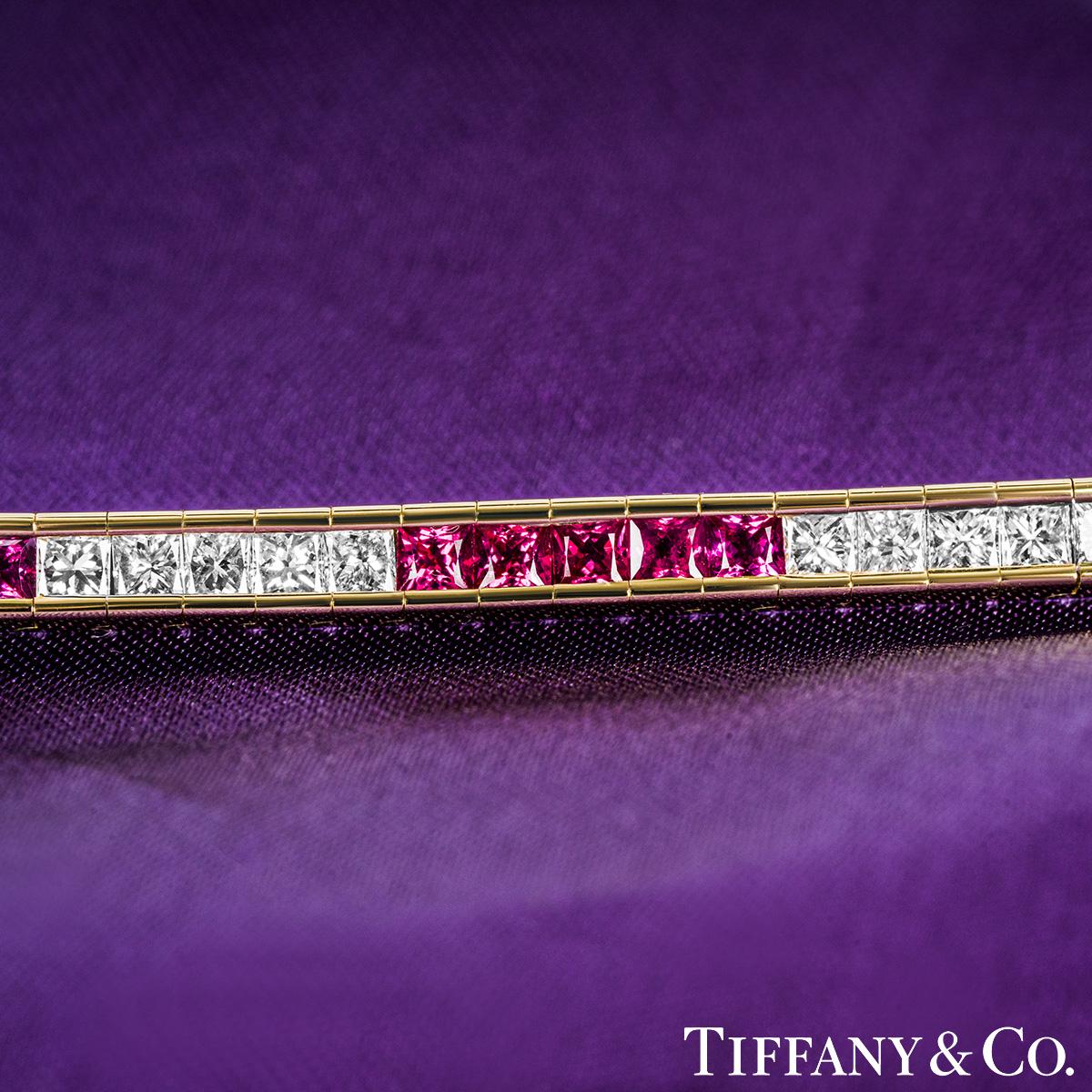 Tiffany & Co. Yellow Gold Ruby & Diamond Tennis Bracelet 4.51cts 3