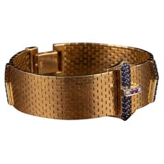 Tiffany & Co. Yellow Gold Sapphire & Diamond Buckle Bracelet