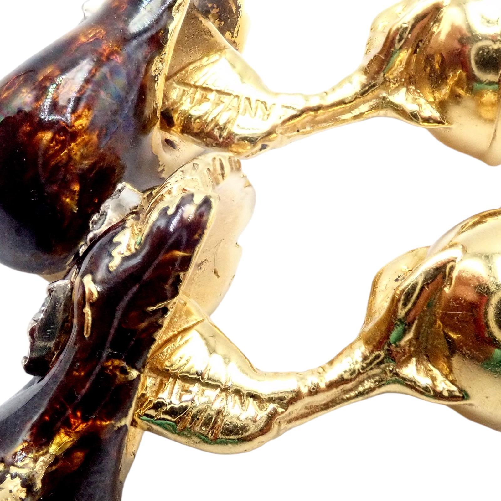 Tiffany & Co. Gelbgold Saphir Diamant Emaille Falcon Vogelkopf Manschettenknöpfe im Zustand „Hervorragend“ im Angebot in Holland, PA