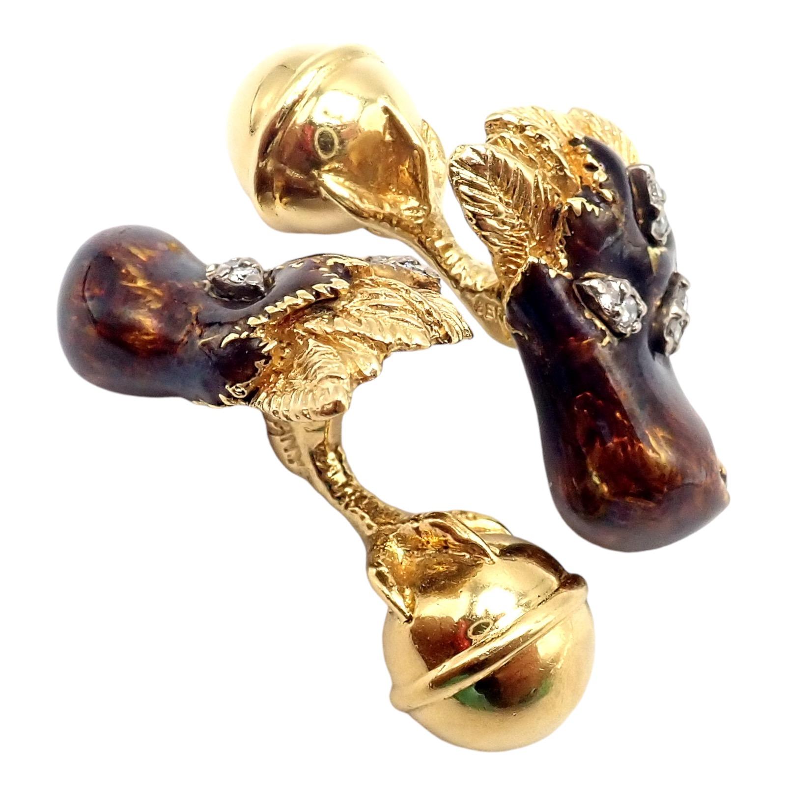 Tiffany & Co. Gelbgold Saphir Diamant Emaille Falcon Vogelkopf Manschettenknöpfe im Angebot 2
