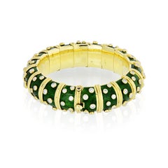 Tiffany & Co. Yellow Gold Schlumberger Green Enamel Diamond Bracelet