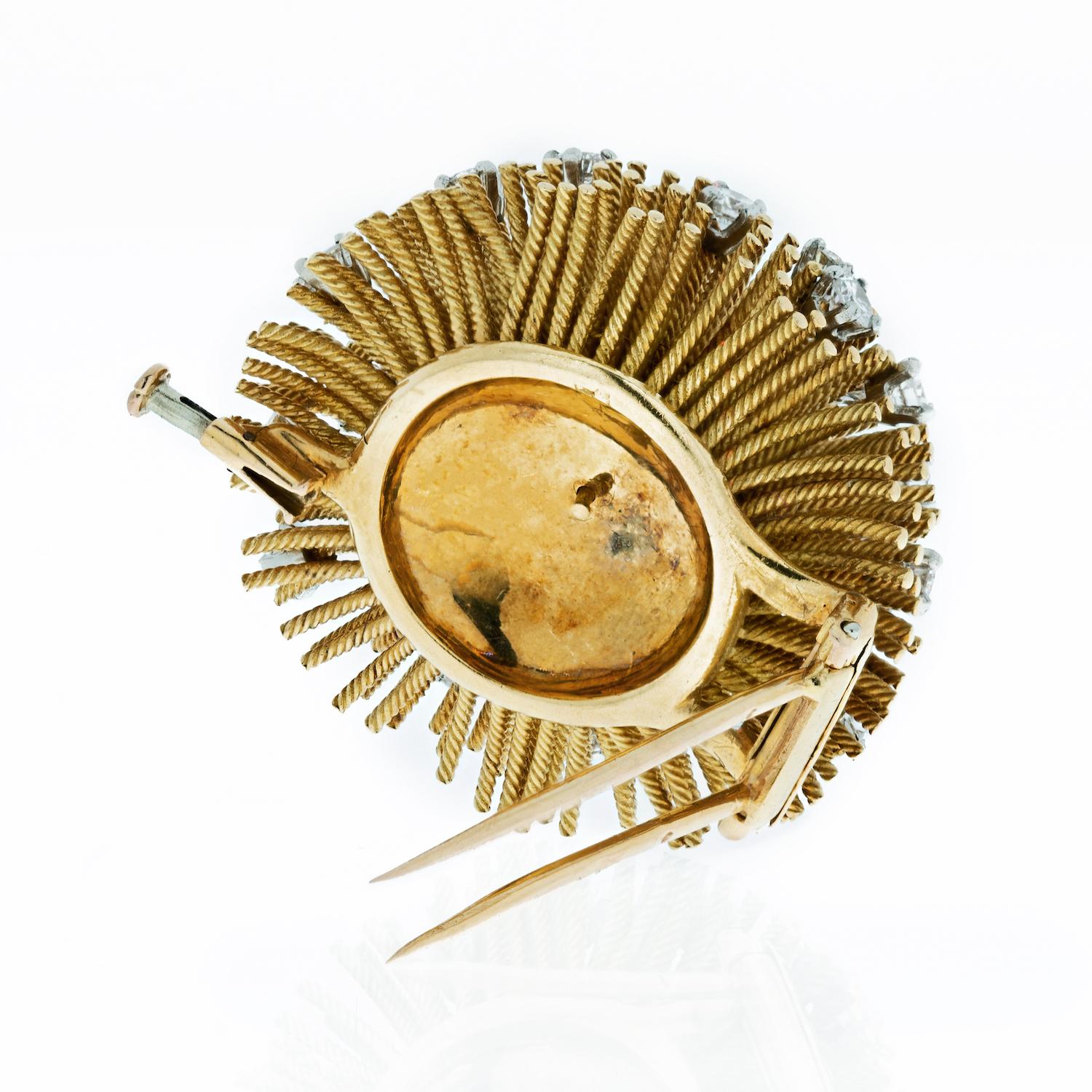Modern Tiffany & Co. Yellow Gold Sea Urchin Round Cut Diamond Brooch