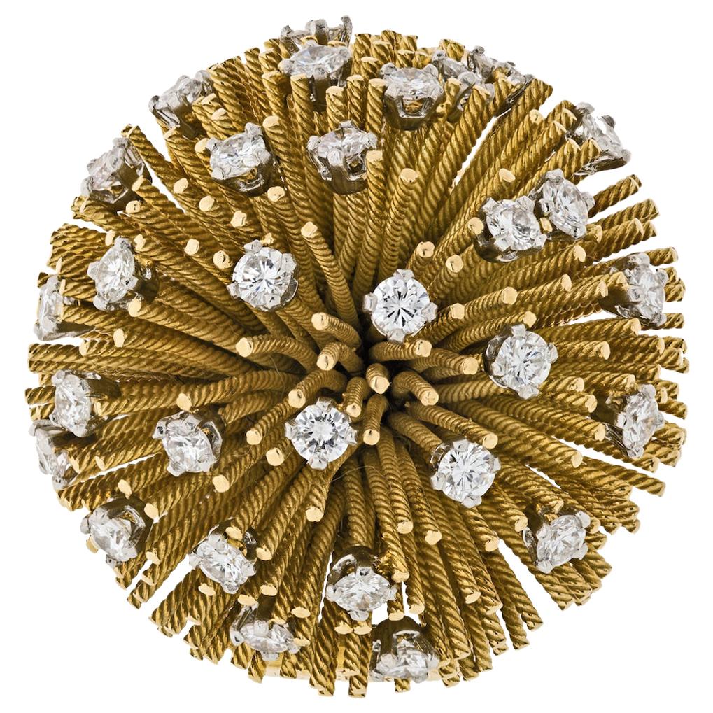 Tiffany & Co. Yellow Gold Sea Urchin Round Cut Diamond Brooch