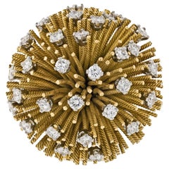Tiffany & Co. Yellow Gold Sea Urchin Round Cut Diamond Brooch