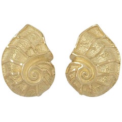 Tiffany & Co. Yellow Gold Shell Earrings