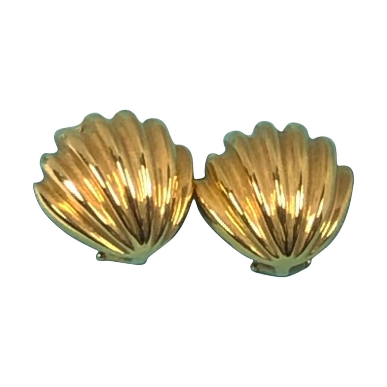Tiffany & Co. Yellow Gold Shell Form Earrings