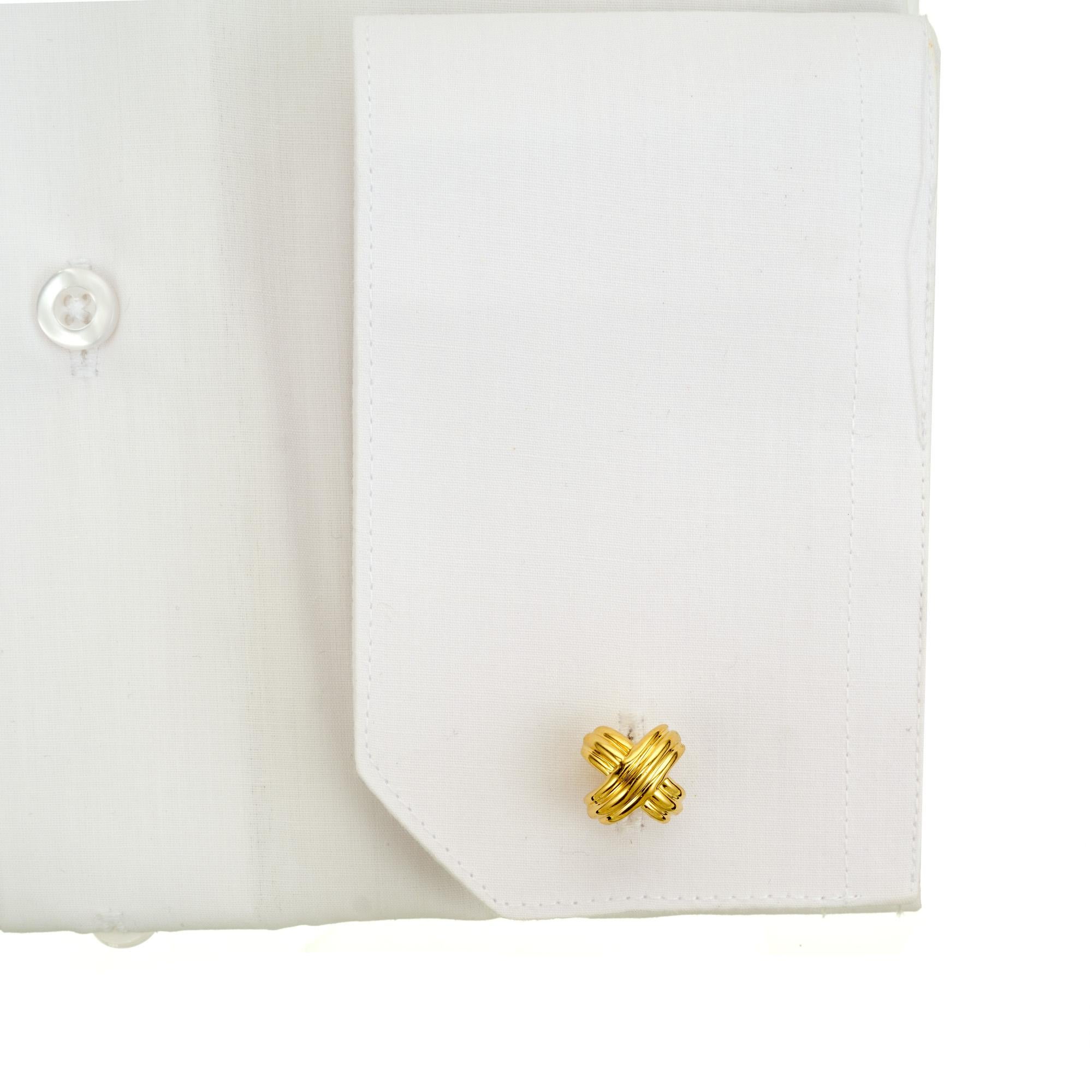 Tiffany & Co Yellow Gold Signature X Cufflinks For Sale 2
