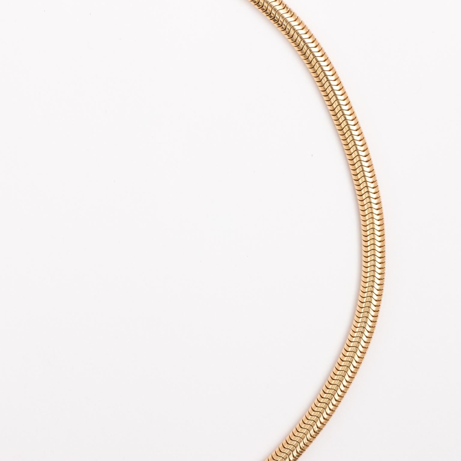 Circa 1970 Tiffany & Co. Designer 14k Yellow Gold Ladies Snake Chain Necklace, hallmarked 