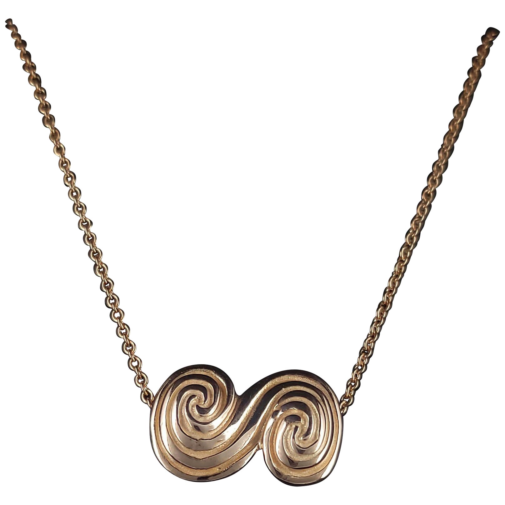 Tiffany & Co. Yellow Gold Spiro Pendant Necklace 18K Yellow Gold