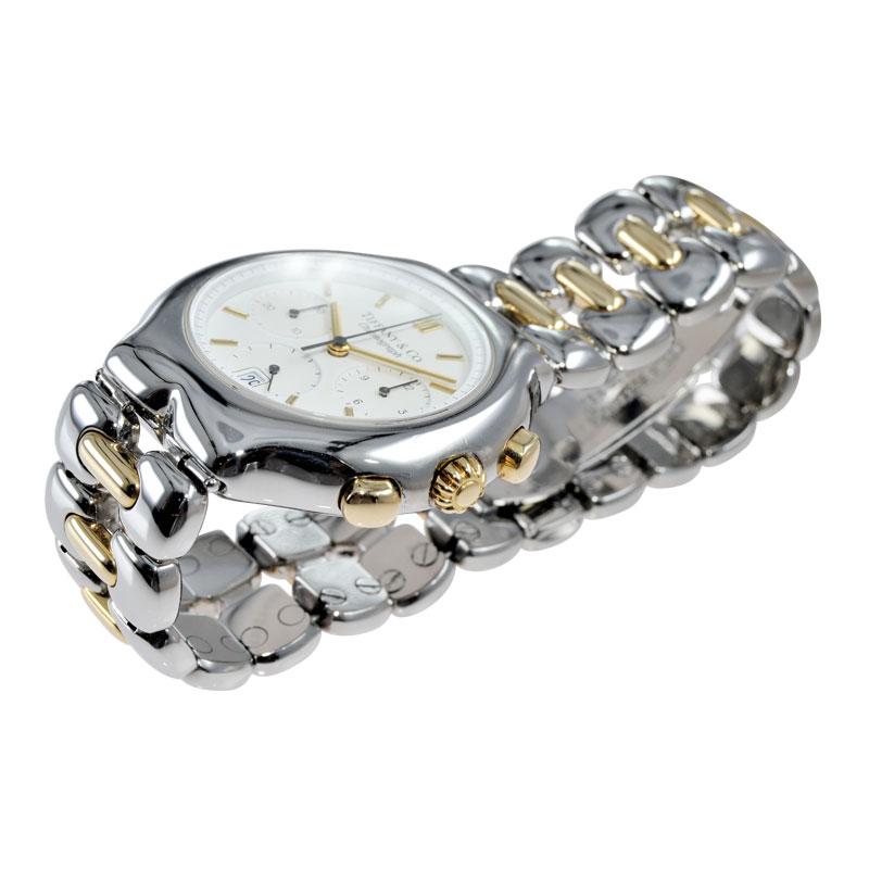 Tiffany & Co. Montre chronographe en or jaune et acier inoxydable Unisexe en vente