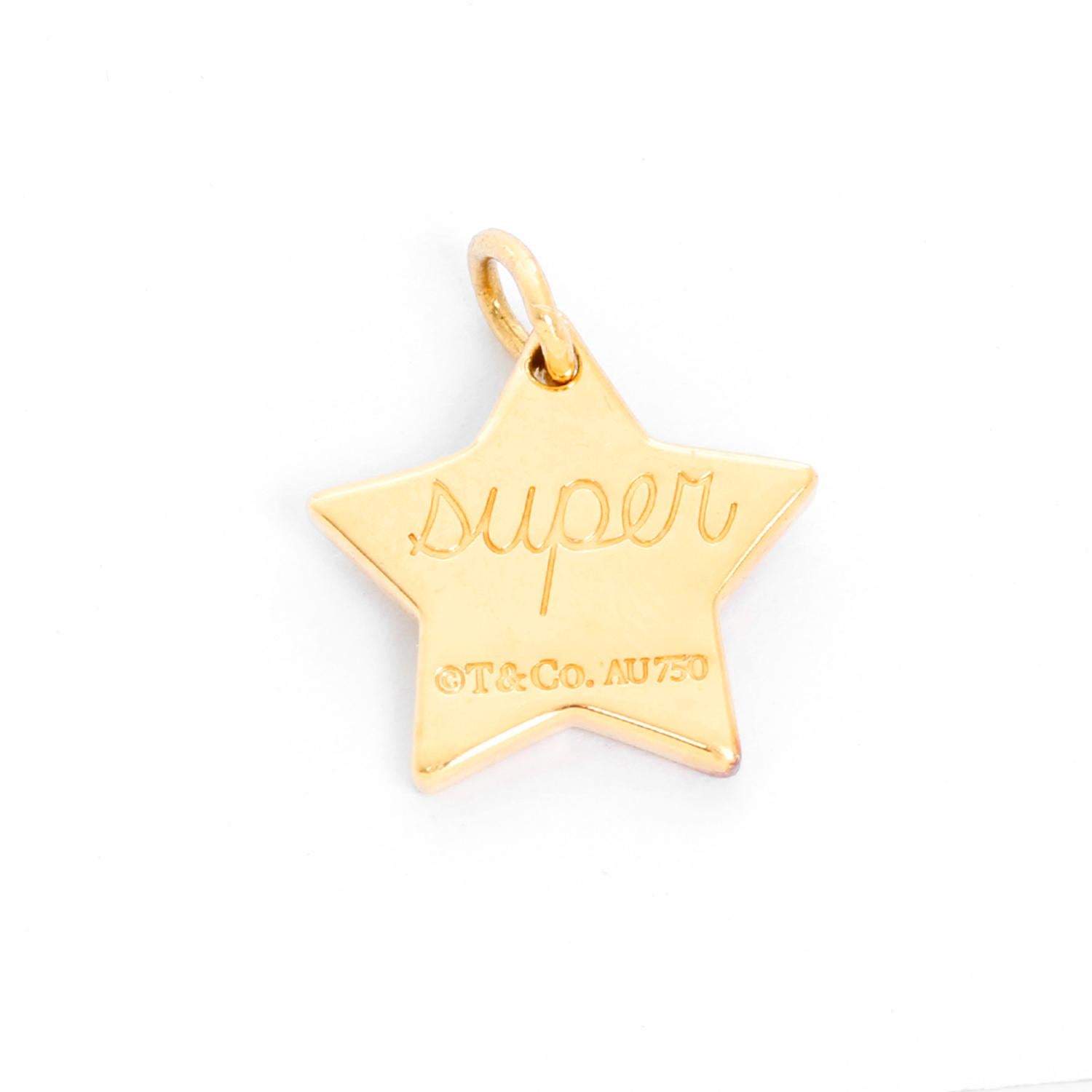 14K Yellow Gold Super Star charm with the word 