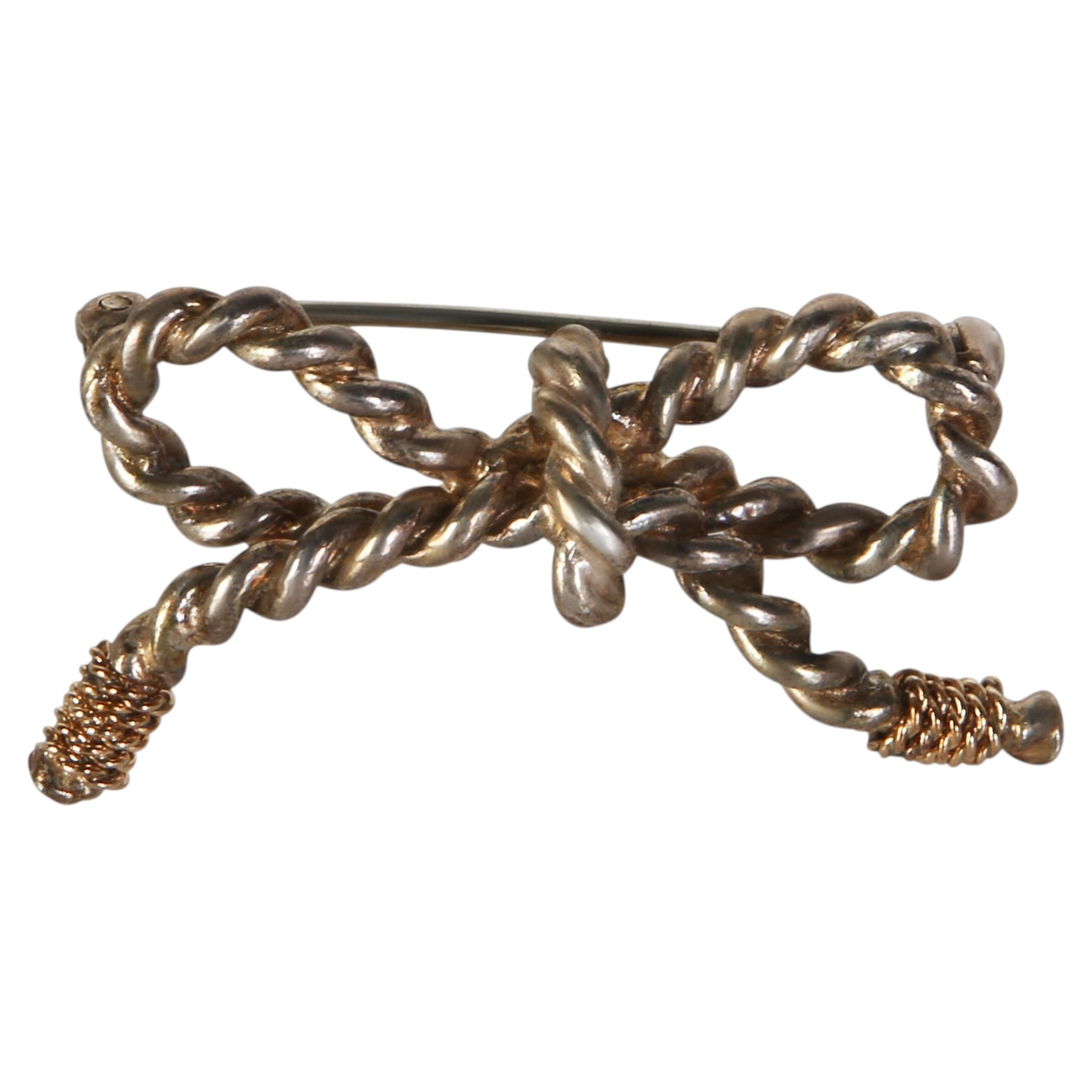 Tiffany & Co. Yellow Gold & Sterling Silver Bow Brooch