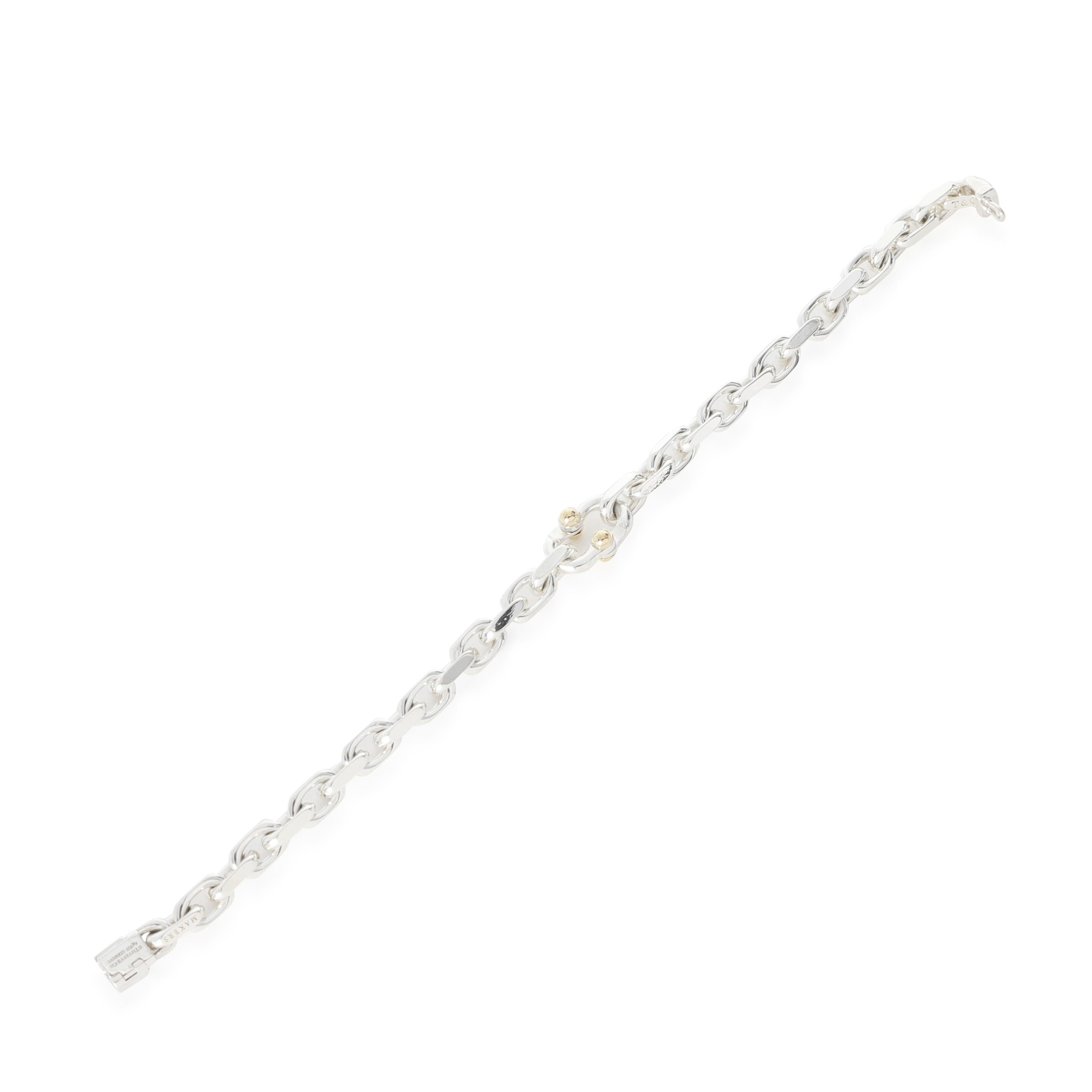 Tiffany & Co. Bracciale in oro giallo e argento 925 con marchio di fabbrica In condizioni ottime in vendita a New York, NY