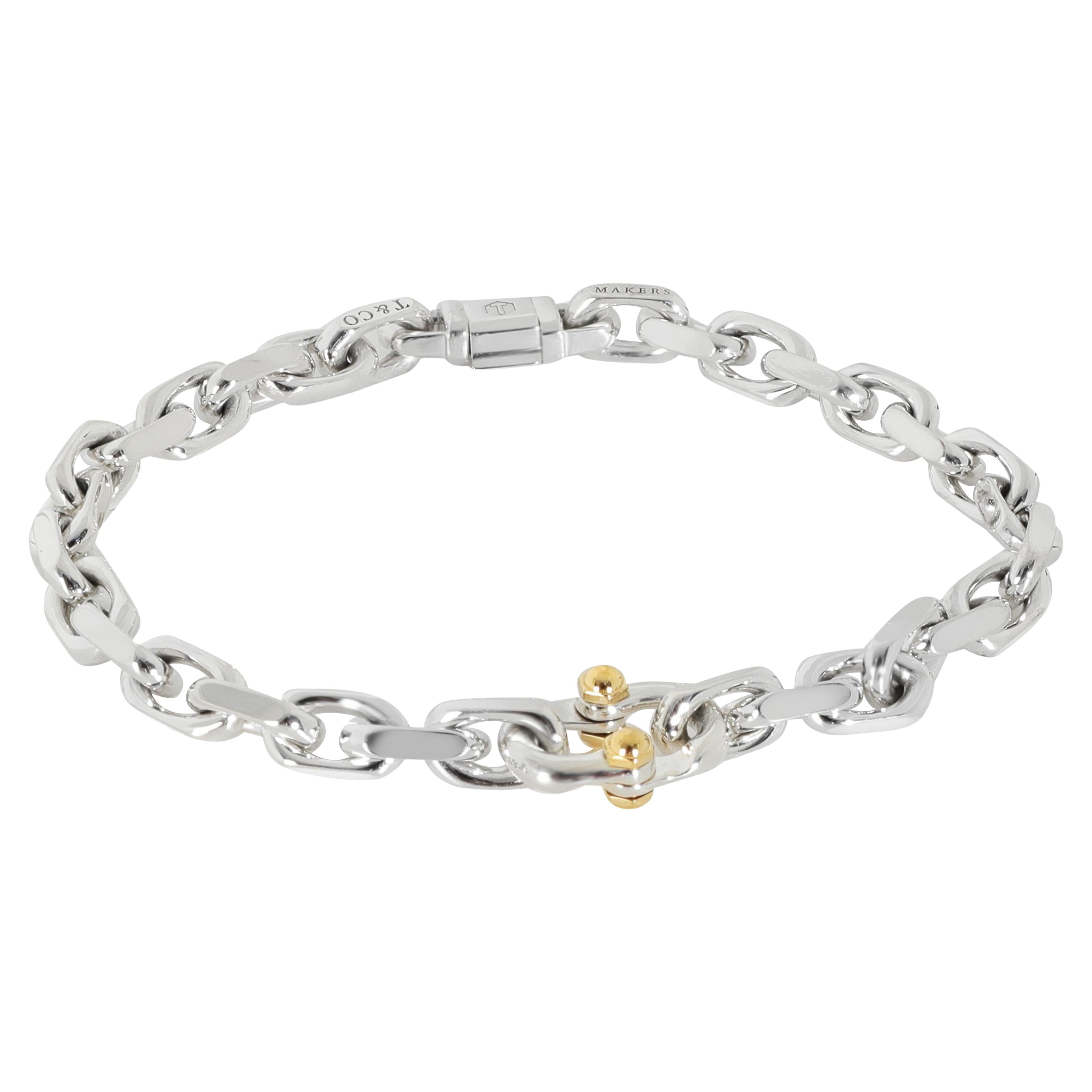 Tiffany & Co. Bracciale in oro giallo e argento 925 con marchio di fabbrica in vendita