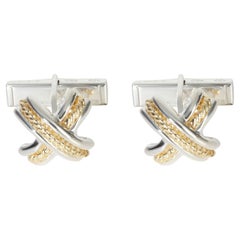 Tiffany & Co. Yellow Gold & Sterling Silver  Vintage 1992 Signature X Cufflinks