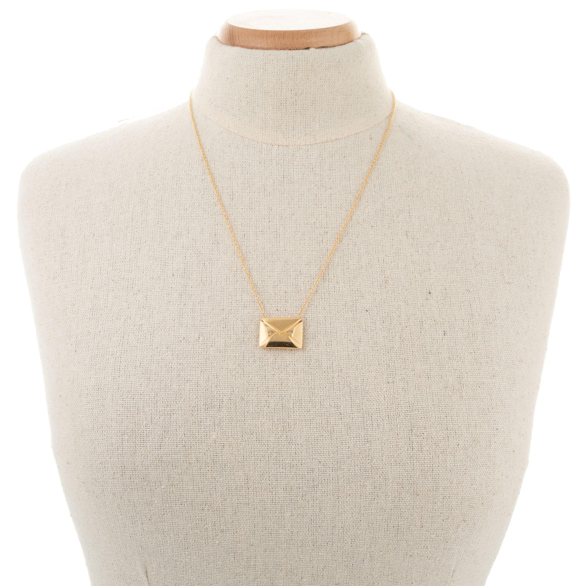 Women's Tiffany & Co. Yellow Gold Sweet Nothing Envelope Pendant Necklace