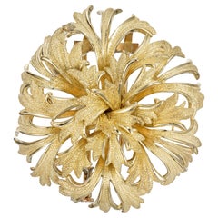 Retro Tiffany & Co Yellow Gold Textured Flower Brooch