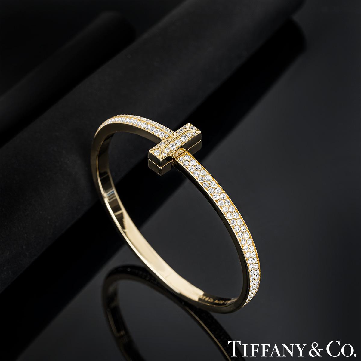 Tiffany & Co. Yellow Gold Tiffany T1 Wide Diamond Hinged Bracelet 1