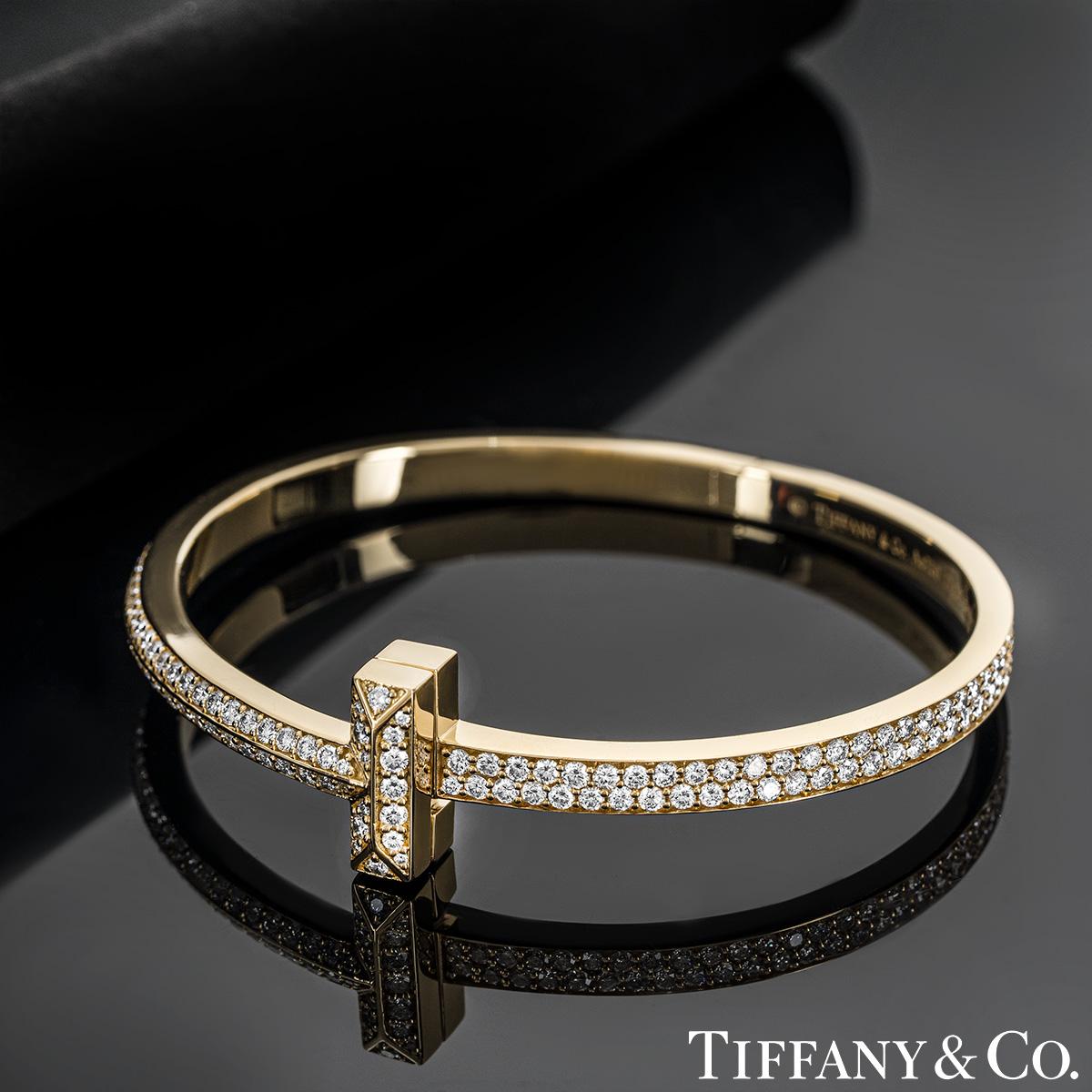 Tiffany & Co. Yellow Gold Tiffany T1 Wide Diamond Hinged Bracelet 2