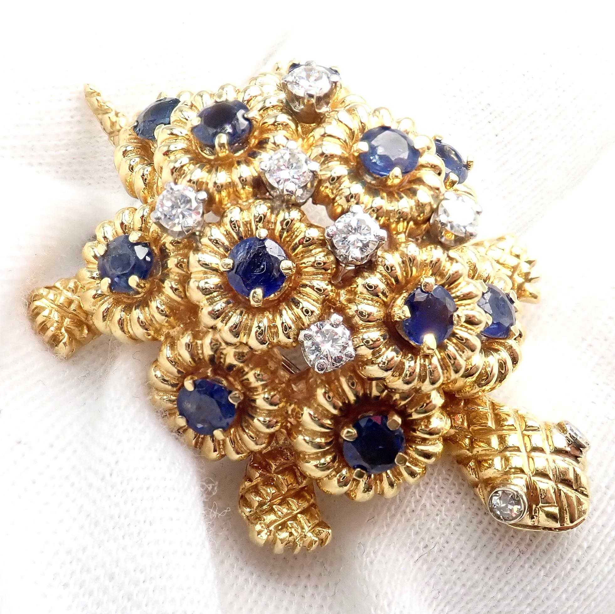 Tiffany & Co. Broche Tortuga Zafiro Diamante Oro Amarillo en venta 1