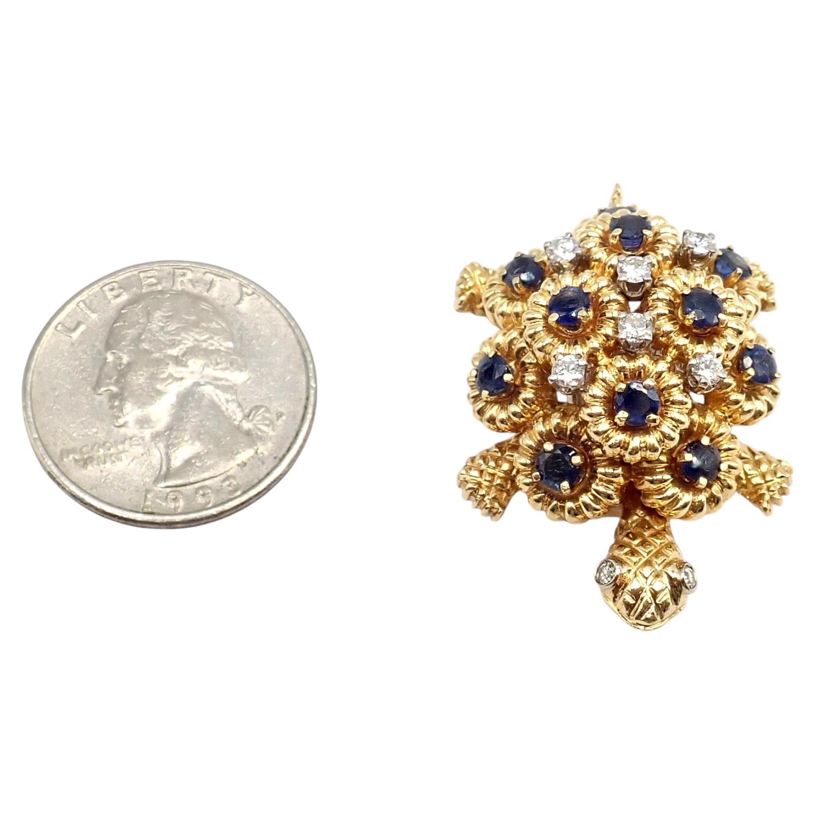 Tiffany & Co. Broche Tortuga Zafiro Diamante Oro Amarillo en venta 3