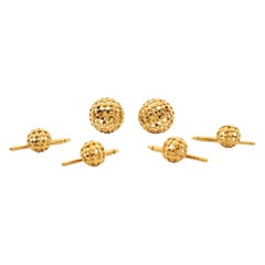 Tiffany & Co. Yellow Gold Vannerie Cufflinks and Studs Dress Set