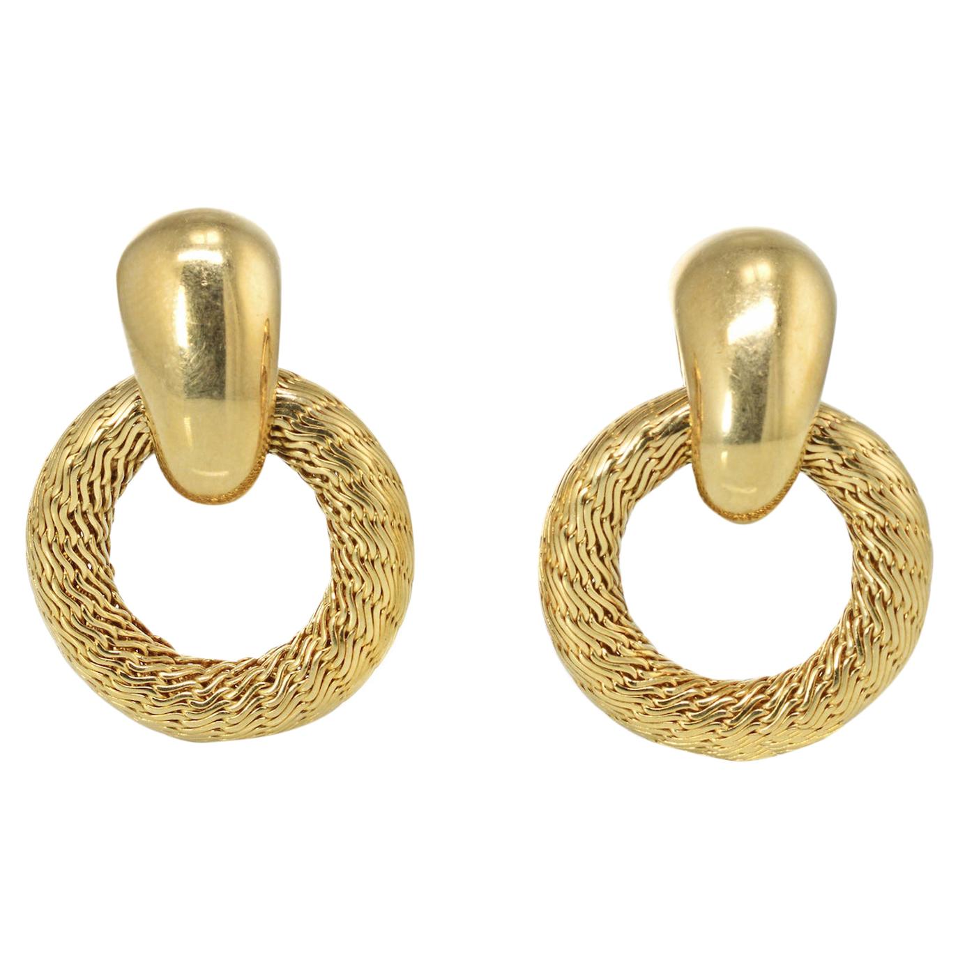 Tiffany & Co. Yellow Gold Vintage Door Knockers Circle Pierced Earrings