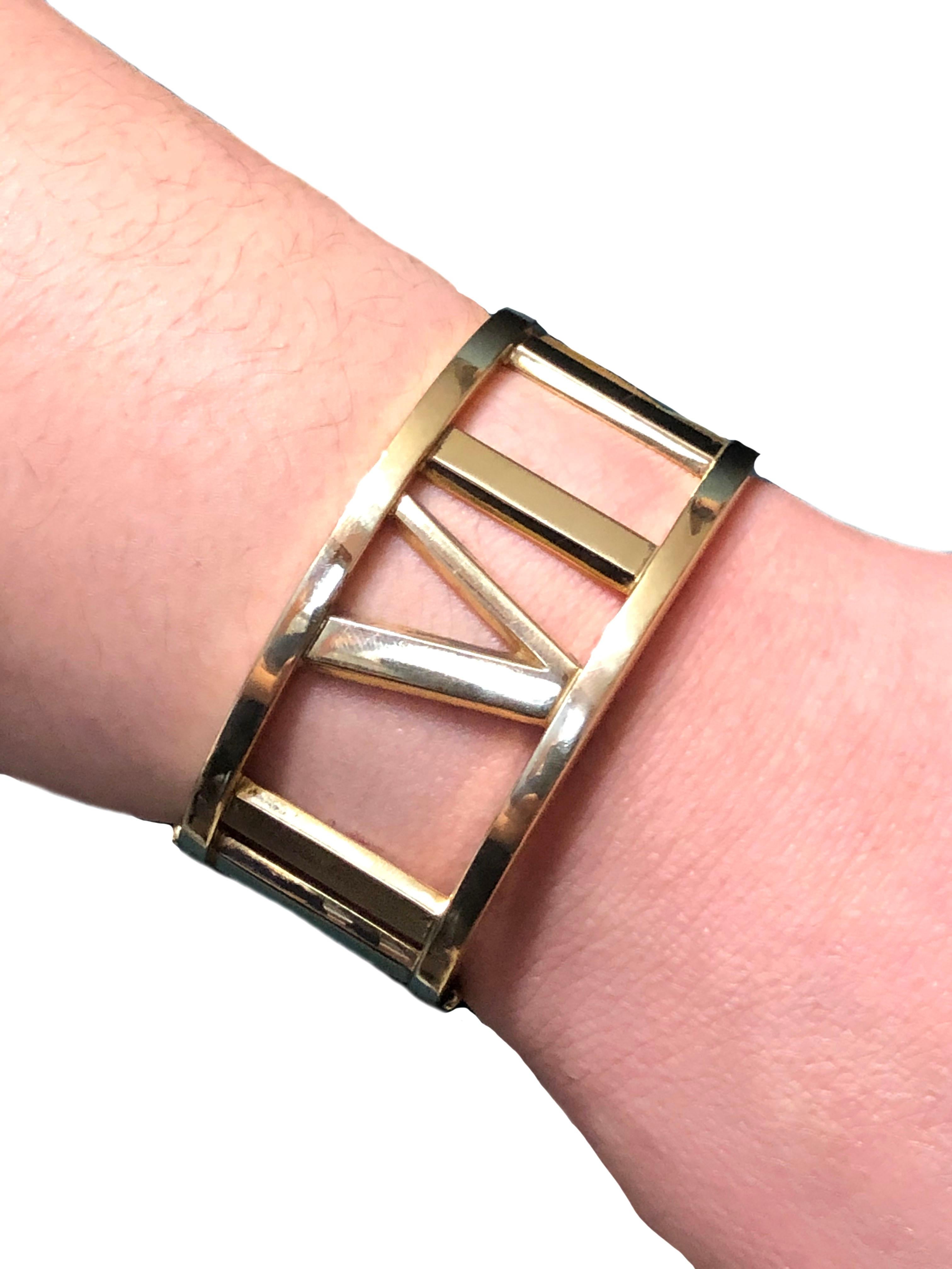 Tiffany & Co. Bracelet large en or jaune de la collection Atlas Unisexe en vente