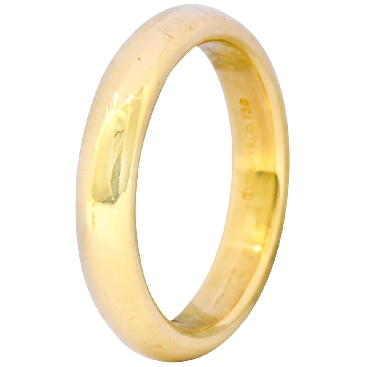 Tiffany & Co. Yellow Gold Wide Plain Wedding Band Ring 8.5 Grams, Estate