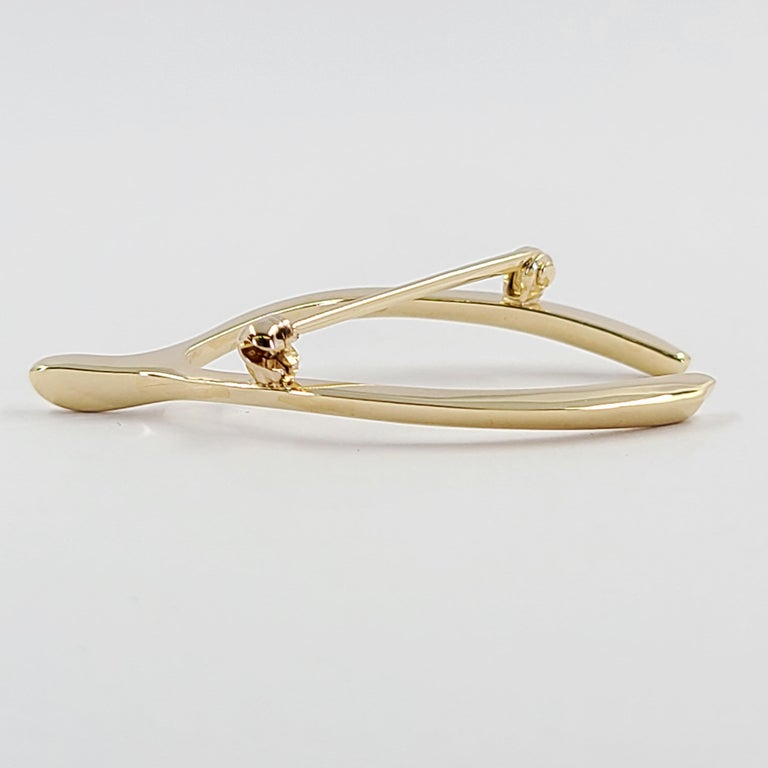 Tiffany & Co. Yellow Gold Wishbone Pin In Good Condition In Coral Gables, FL