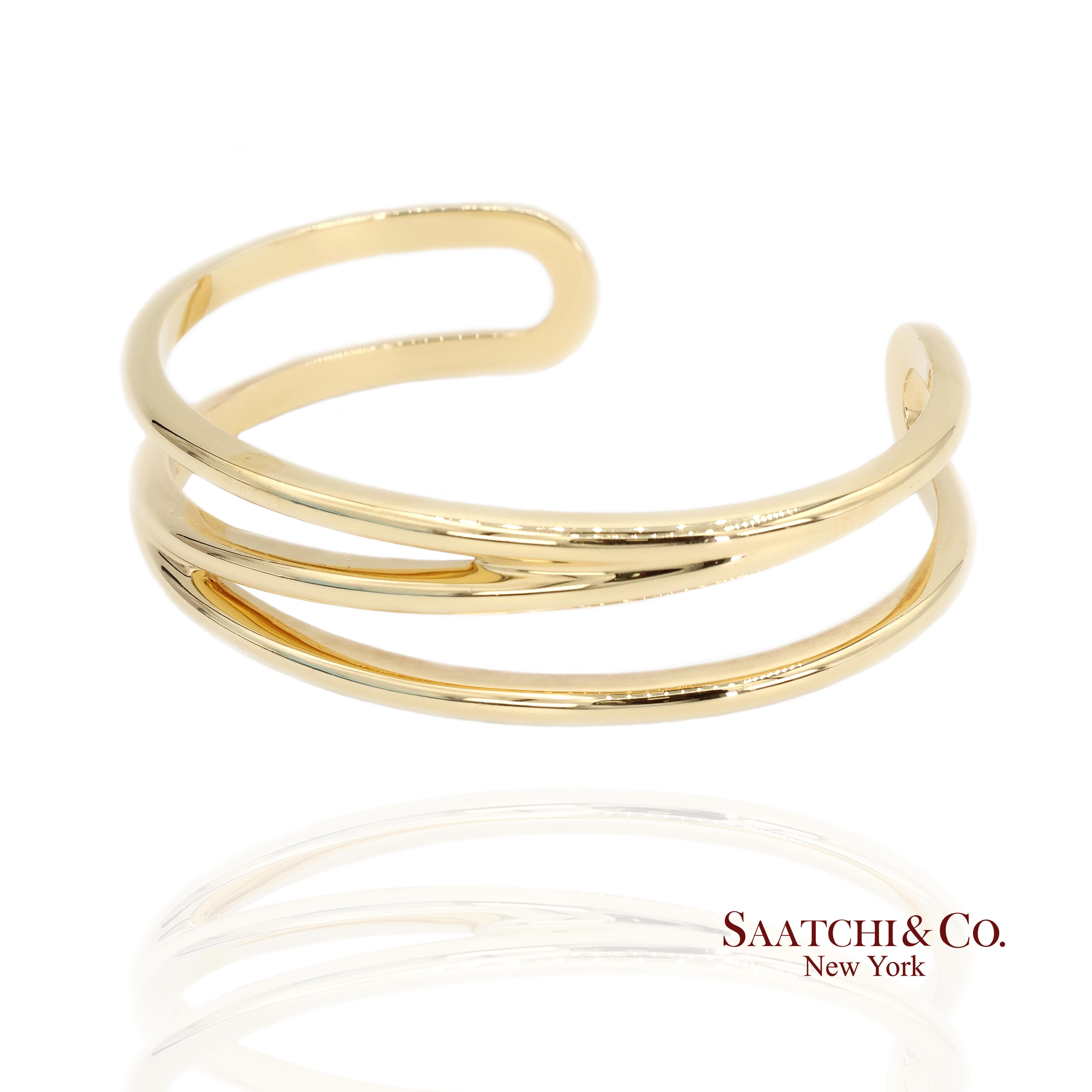 Tiffany & Co. Pulsera Puño Zigzag Oro Amarillo 18k en Excelente estado para la venta en New York, NY