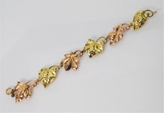 Vintage Tiffany & Co. Yellow Rose 14 Karat Gold Leaf Link Bracelet