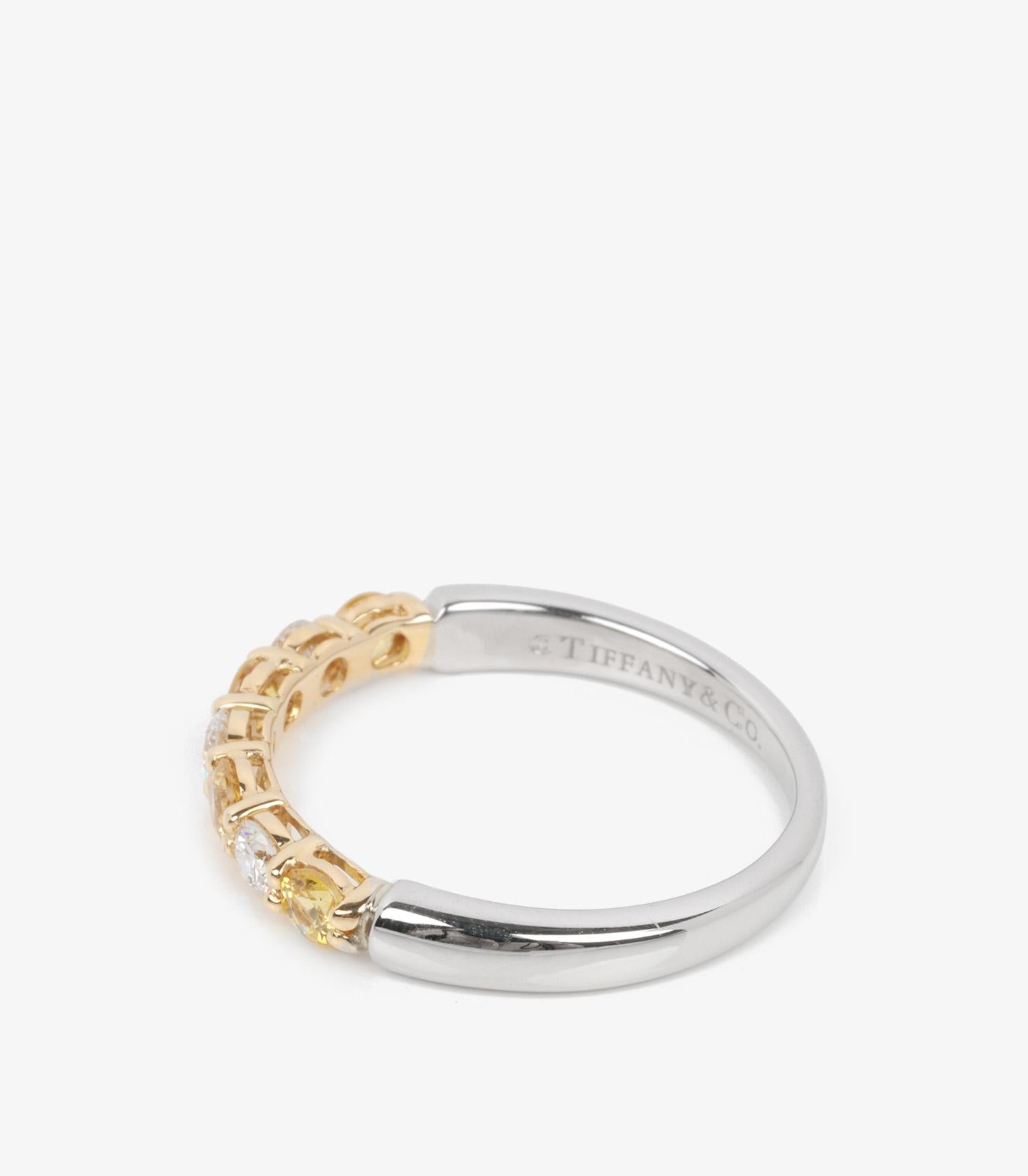 Brilliant Cut Tiffany & Co. Yellow Sapphire And Diamond Platinum Half Eternity Ring