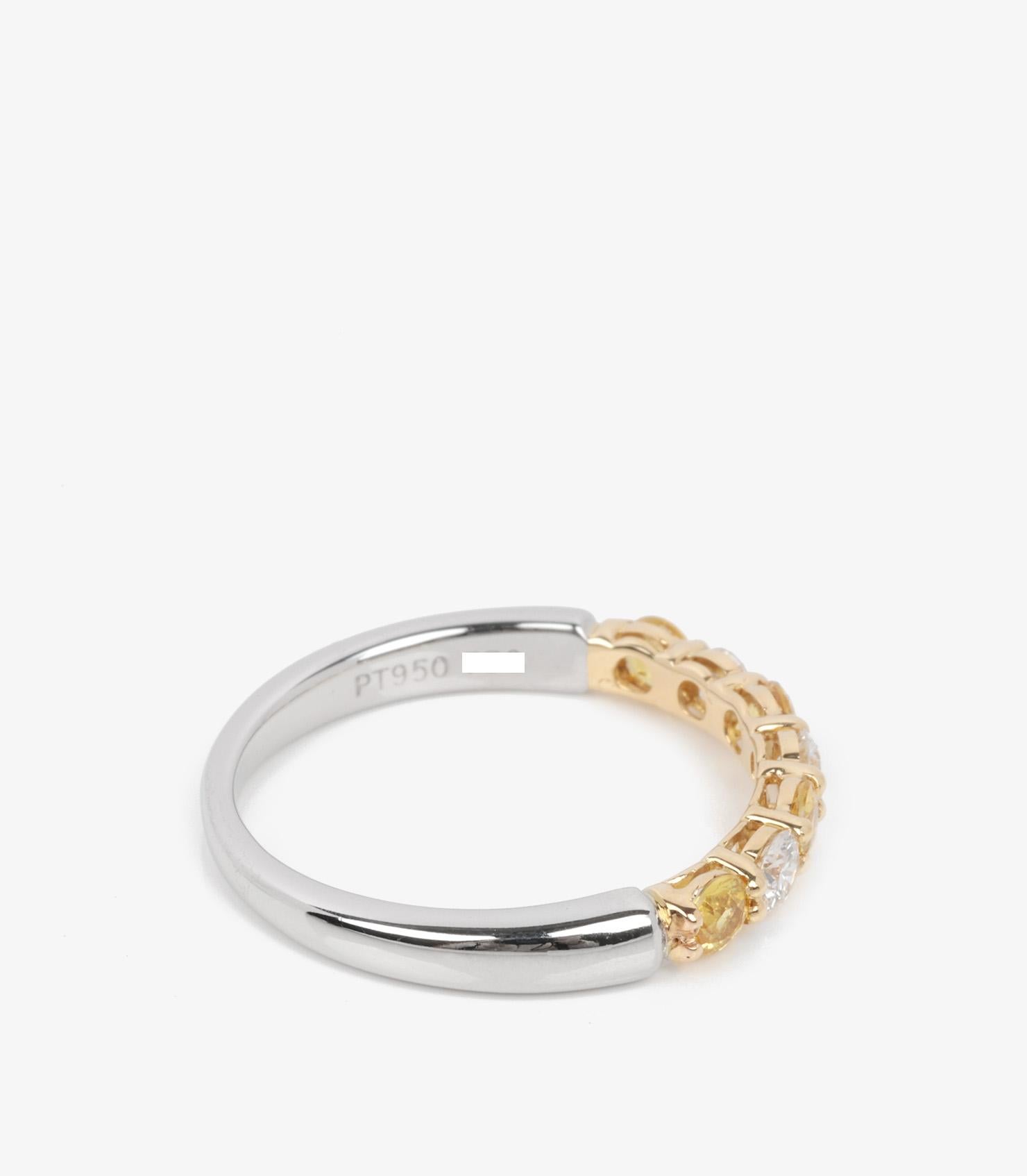 Tiffany & Co. Yellow Sapphire And Diamond Platinum Half Eternity Ring In Excellent Condition In Bishop's Stortford, Hertfordshire