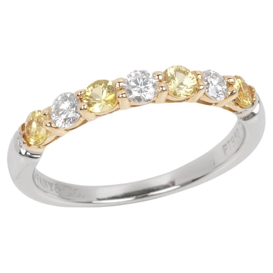 Tiffany & Co. Yellow Sapphire And Diamond Platinum Half Eternity Ring